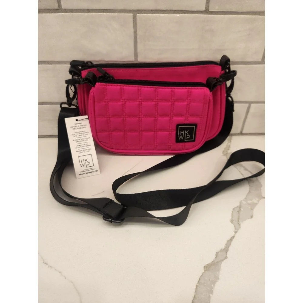 IHKWIP Nylon Detachable Double Pouch Crossbody Bag Hot Pink‎ Women's New NWT